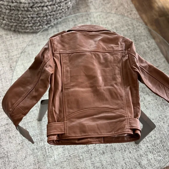 Aritzia Wilfred Free The iconic Lennon Brown new Moto Biker Leather Jacket Sz S - Picture 10 of 17